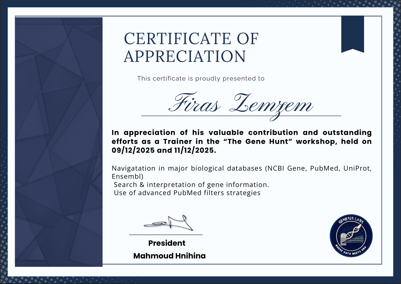 Appreciation Certificate